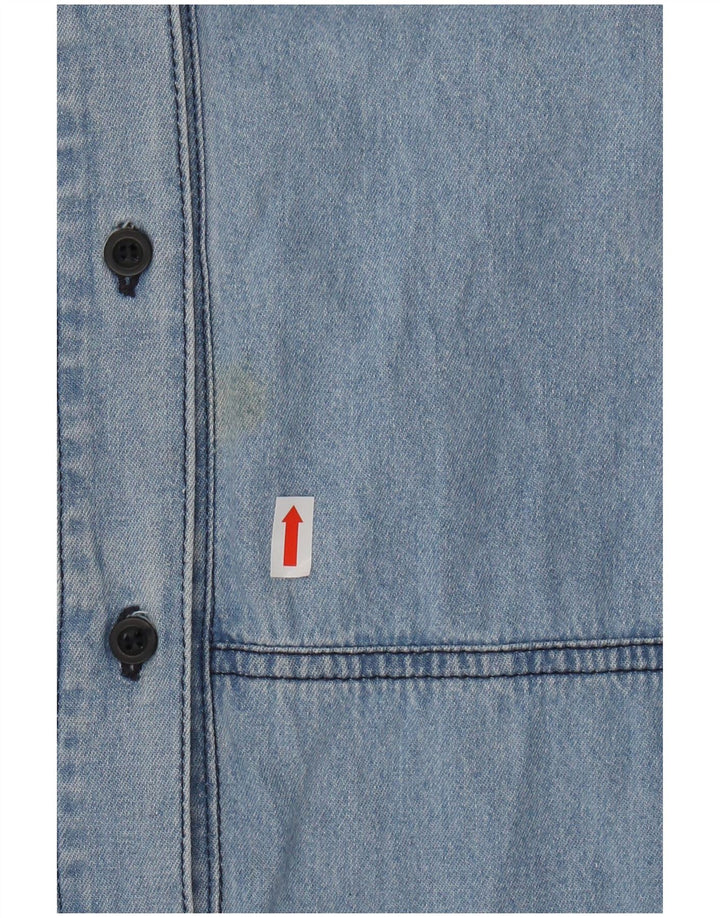 CARRERA Мужская джинсовая рубашка с коротким рукавом, размер 43/44 XL, синяя, хлопок