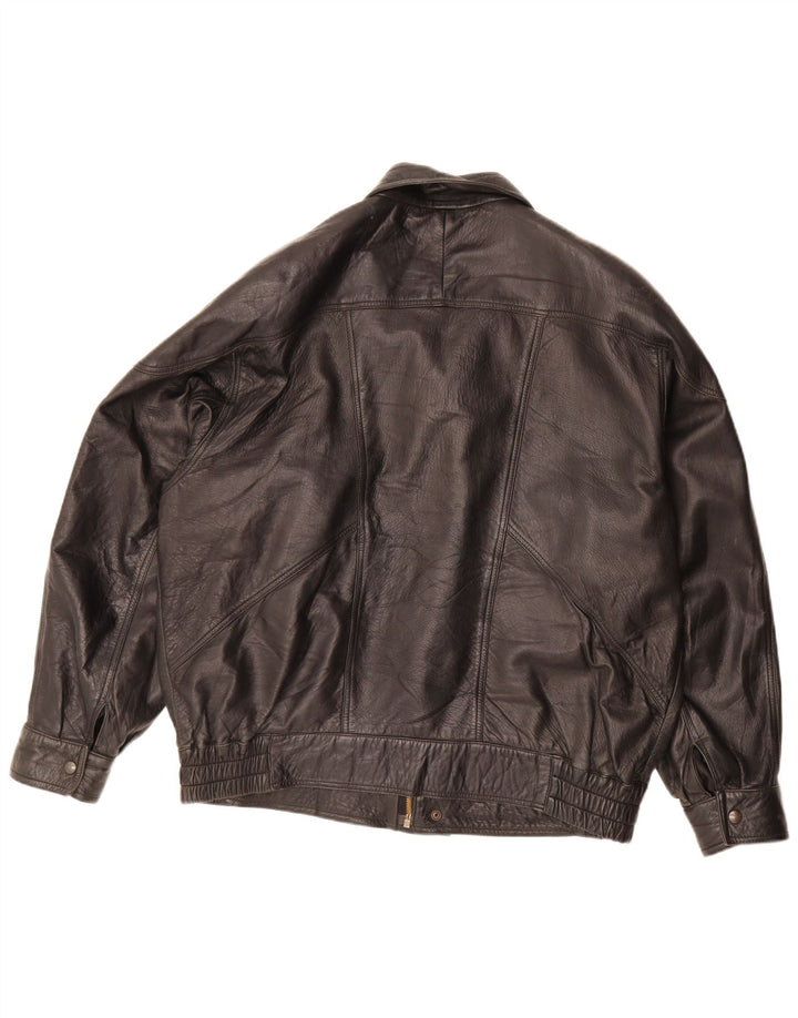 Винтажная мужская кожаная куртка UK 42 XL, черная кожа