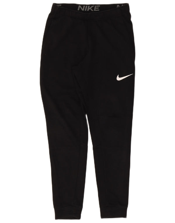 NIKE Mens Dri Fit Tracksuit Trousers Joggers Small Black Cotton