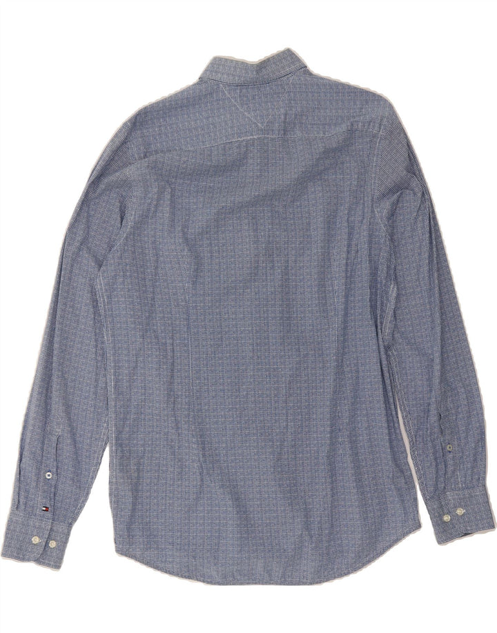 TOMMY HILFIGER Mens Slim Fit Shirt Large Blue Check Cotton Vintage Tommy Hilfiger and Second-Hand Tommy Hilfiger from Messina Hembry 