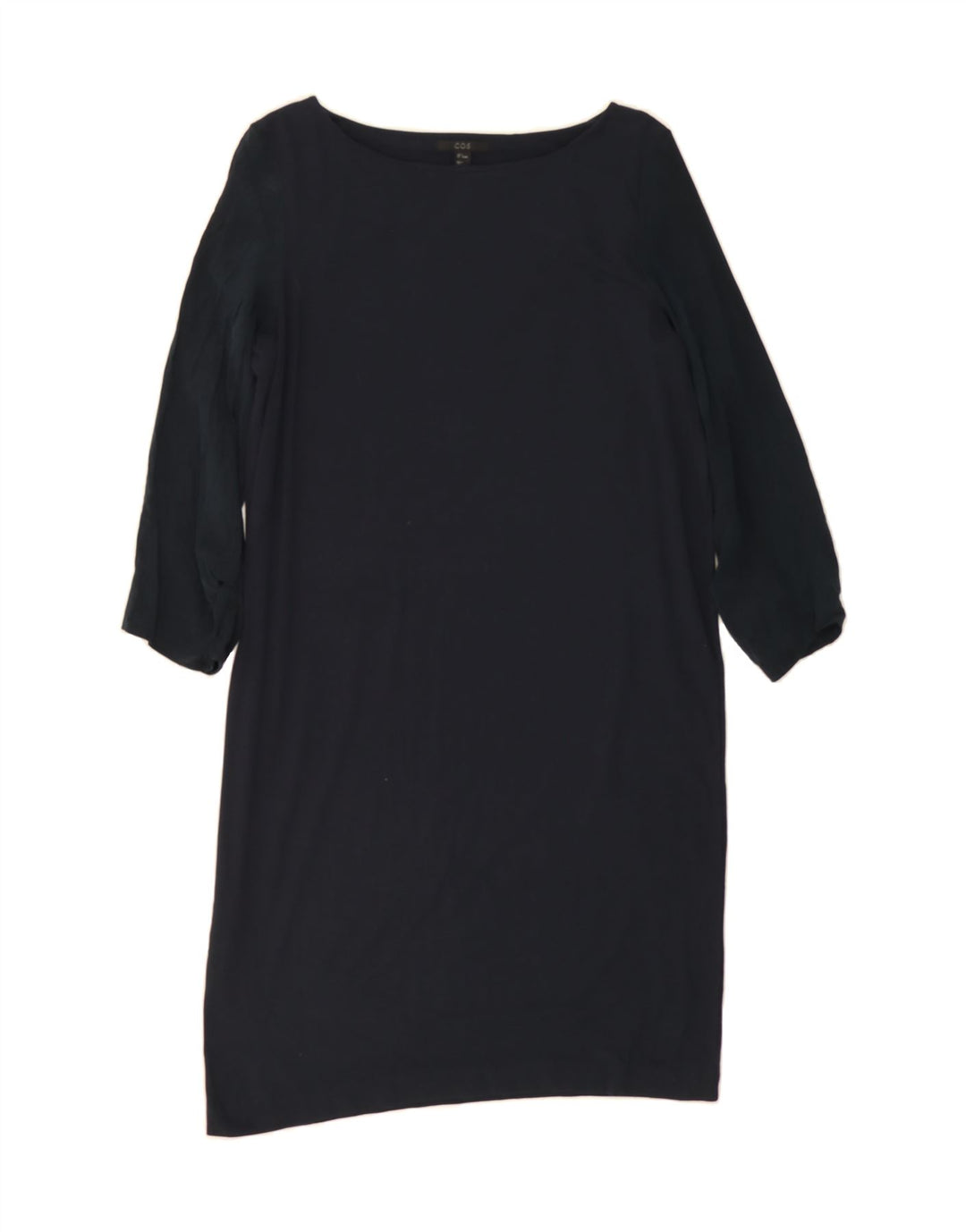 COS Womens 3/4 Sleeve Shift Dress UK 10 Small Navy Blue Vintage Cos and Second-Hand Cos from Messina Hembry 