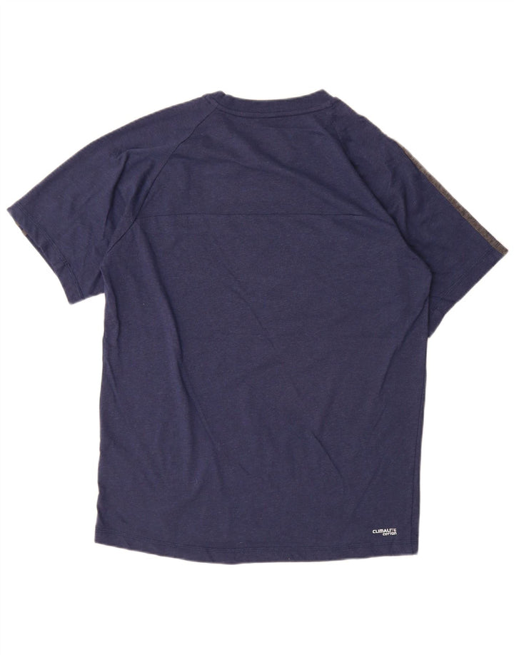Adidas Mens Climalite Футболка Топ Среднего Темно-Синего Хлопка