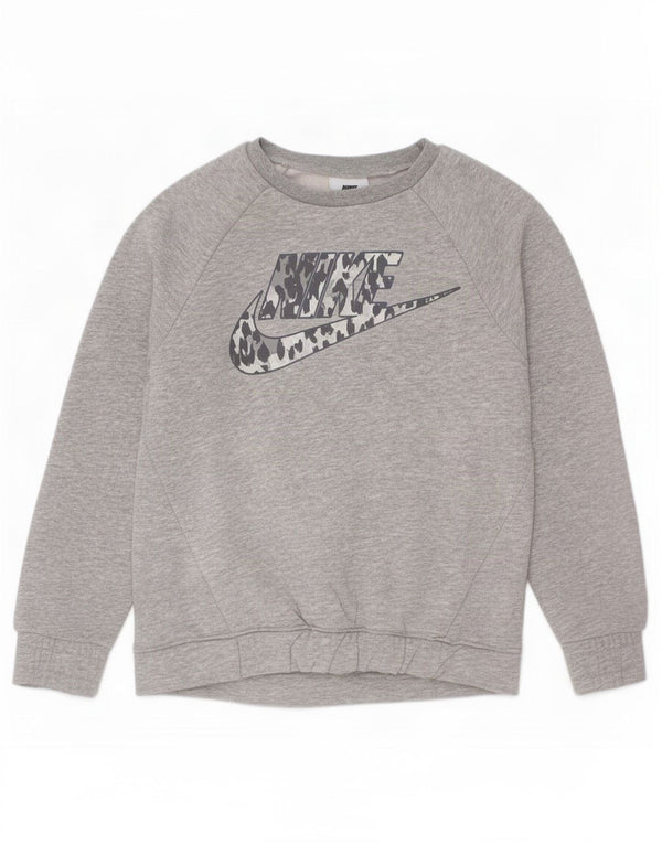 Джемпер с рисунком Nike для девочек, 6–7 лет, большой размер, серый хлопок