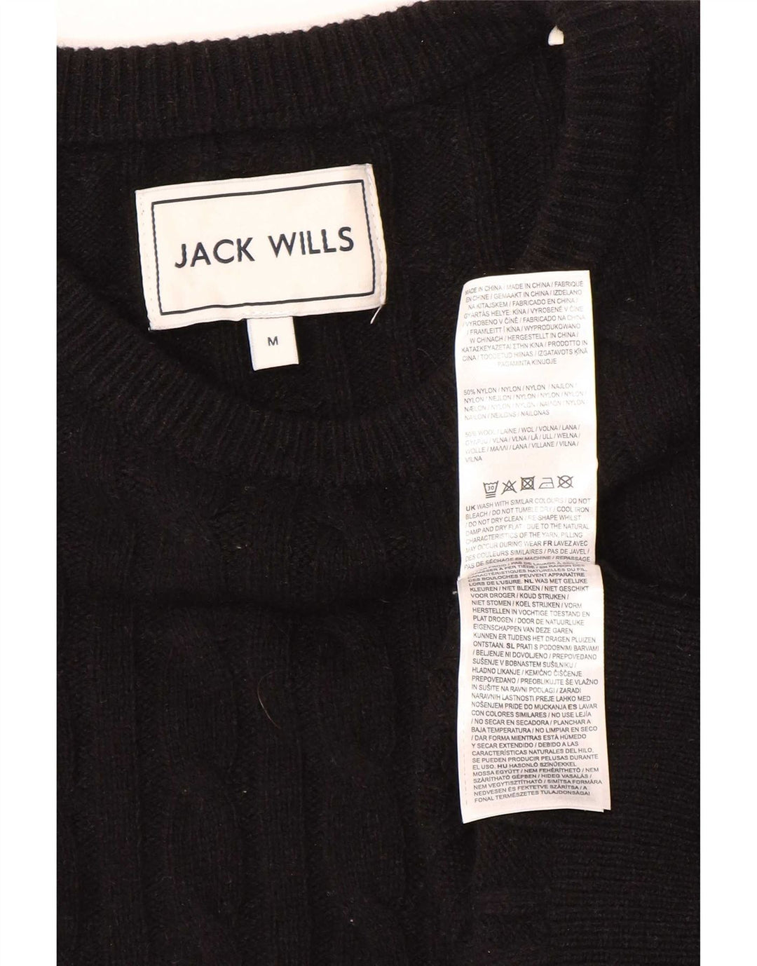 Мужской джемпер с вырезом «лодочка» Jack Wills, средний черный нейлоновый свитер