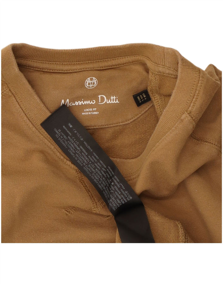Massimo Dutti Мужской свитшот свободного кроя, большой бежевый хлопковый джемпер