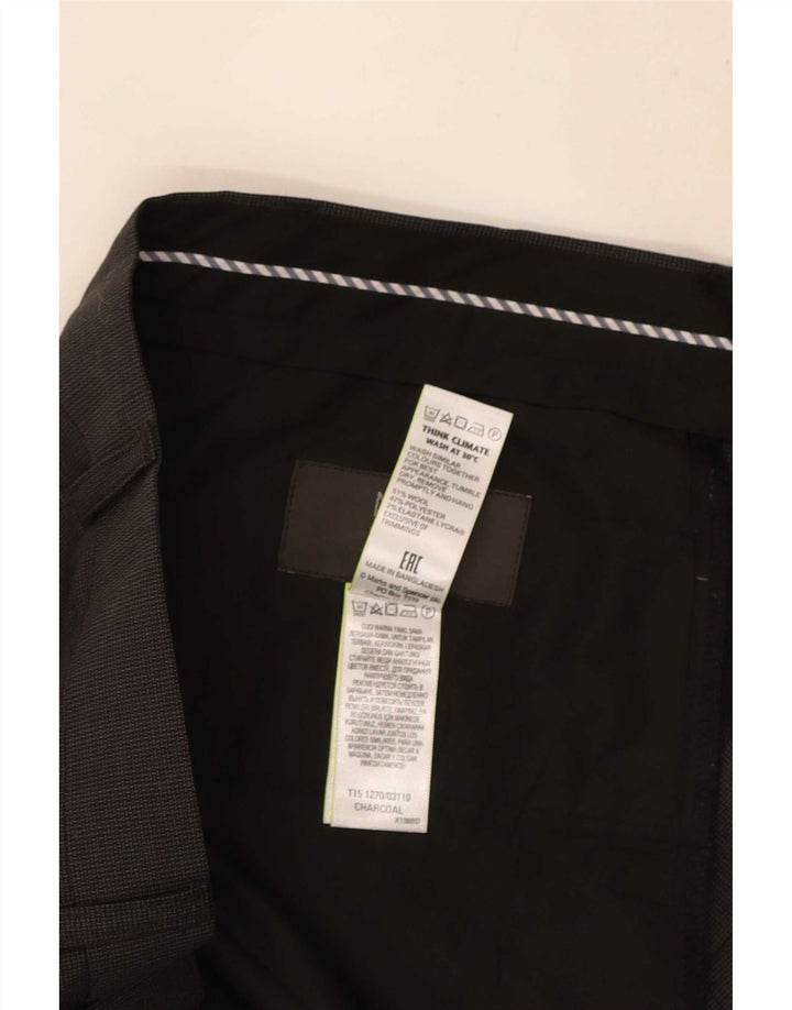 Мужские костюмные брюки стандартного кроя Marks & Spencer W38 L31, черные шерстяные