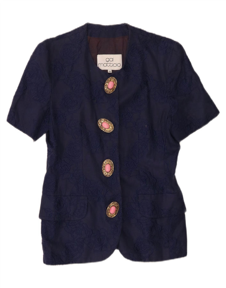 Женский пиджак с коротким рукавом Gai Mattiolo IT 48 XL Темно-синий льняной