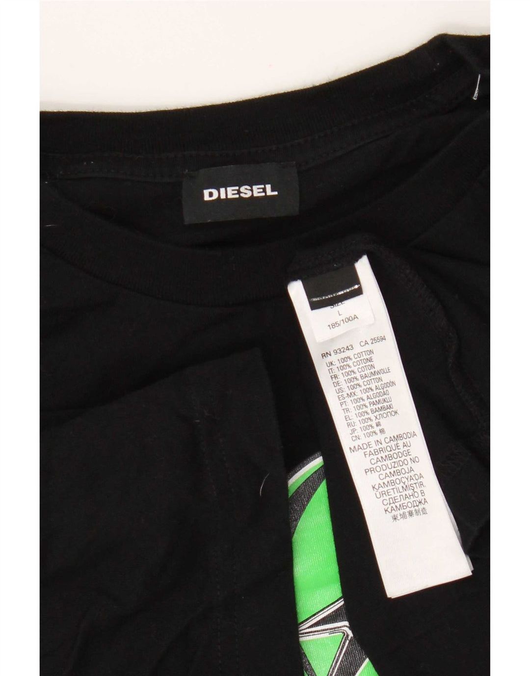 Мужская футболка с рисунком Diesel, большая черная хлопковая рубашка