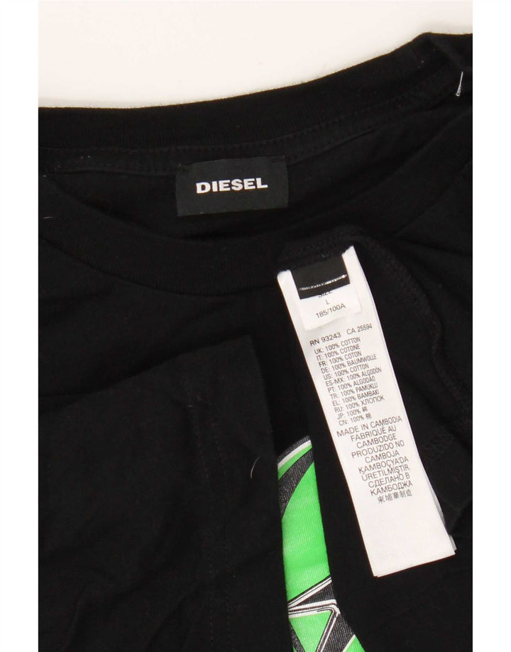 Мужская футболка с рисунком Diesel, большая черная хлопковая рубашка