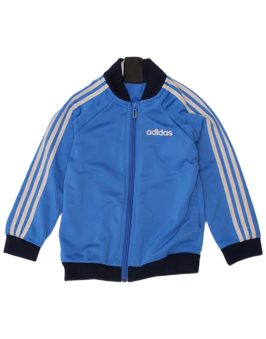 ADIDAS Boys Tracksuit Top Jacket 2-3 Years Blue Polyester