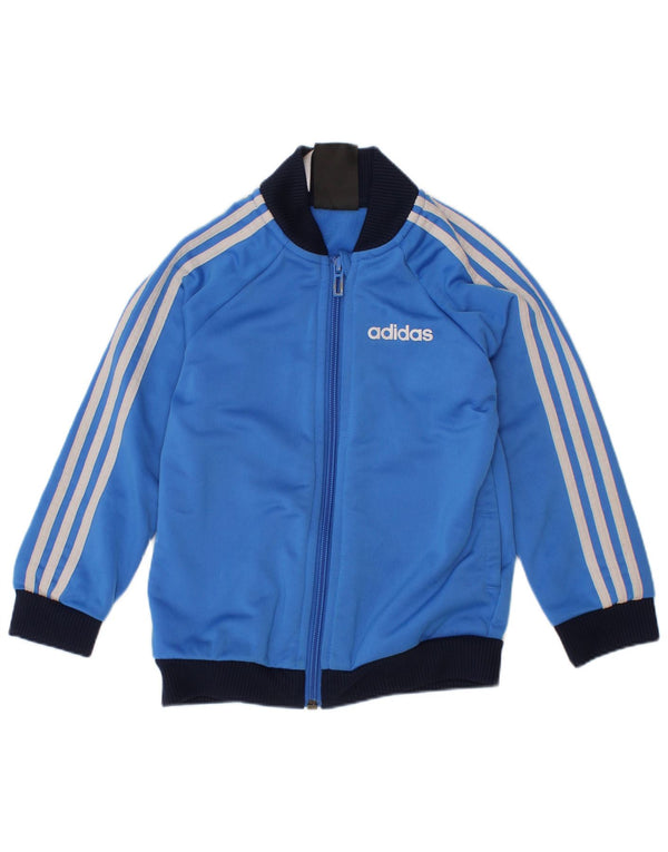 ADIDAS Boys Tracksuit Top Jacket 2-3 Years Blue Polyester