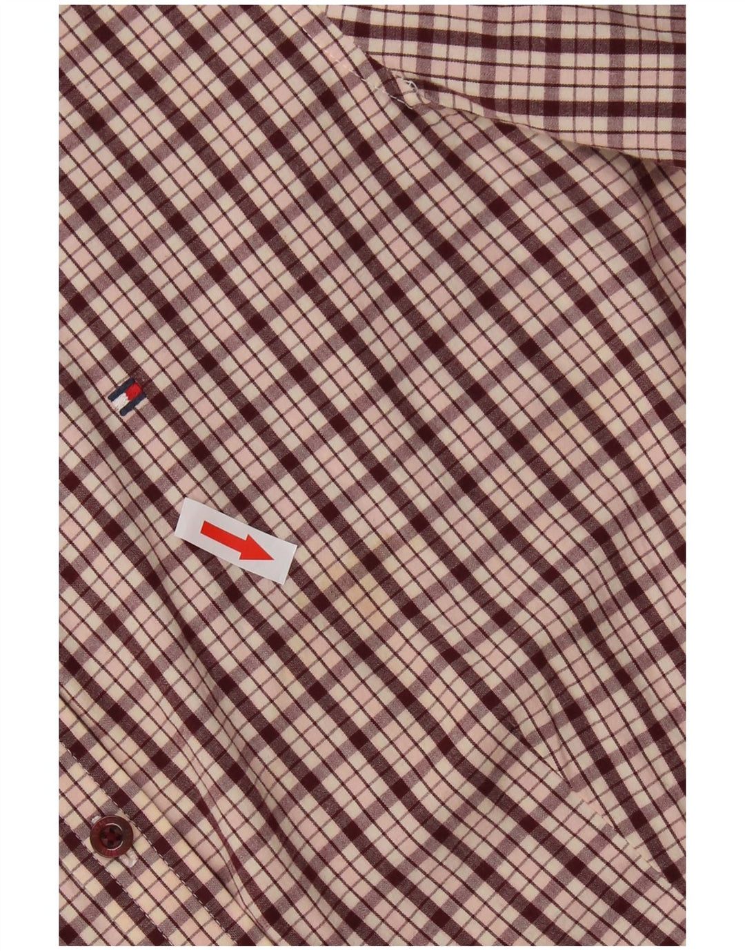Женская рубашка Tommy Hilfiger US 6, хлопковая клетка среднего бордового цвета