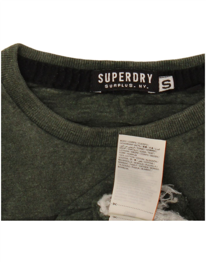 SUPERDRY Мужская футболка с рисунком, маленький размер, цвет хаки, хлопок