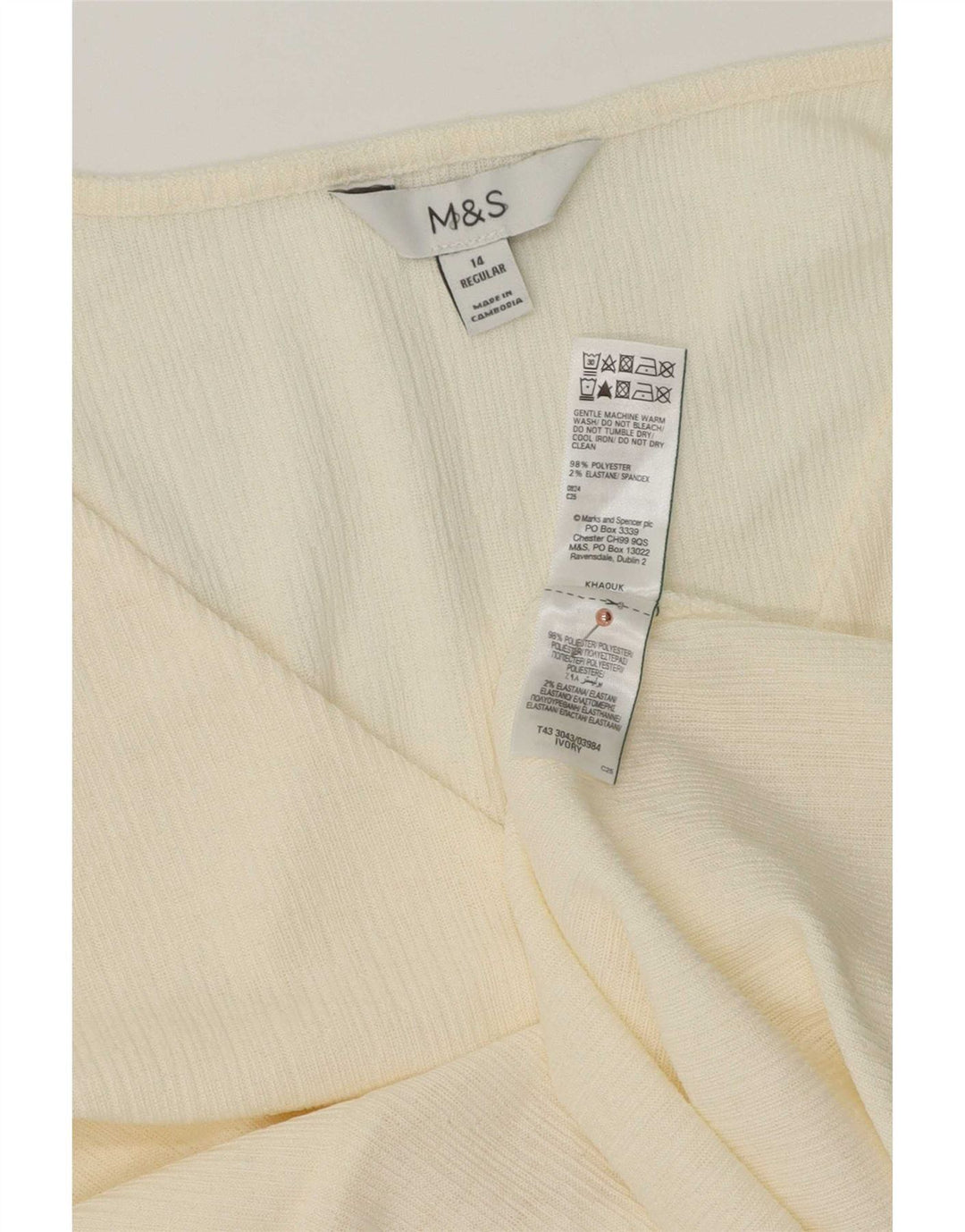 Женский топ с длинным рукавом Marks & Spencer UK 14, средний цвет, белый полиэстер