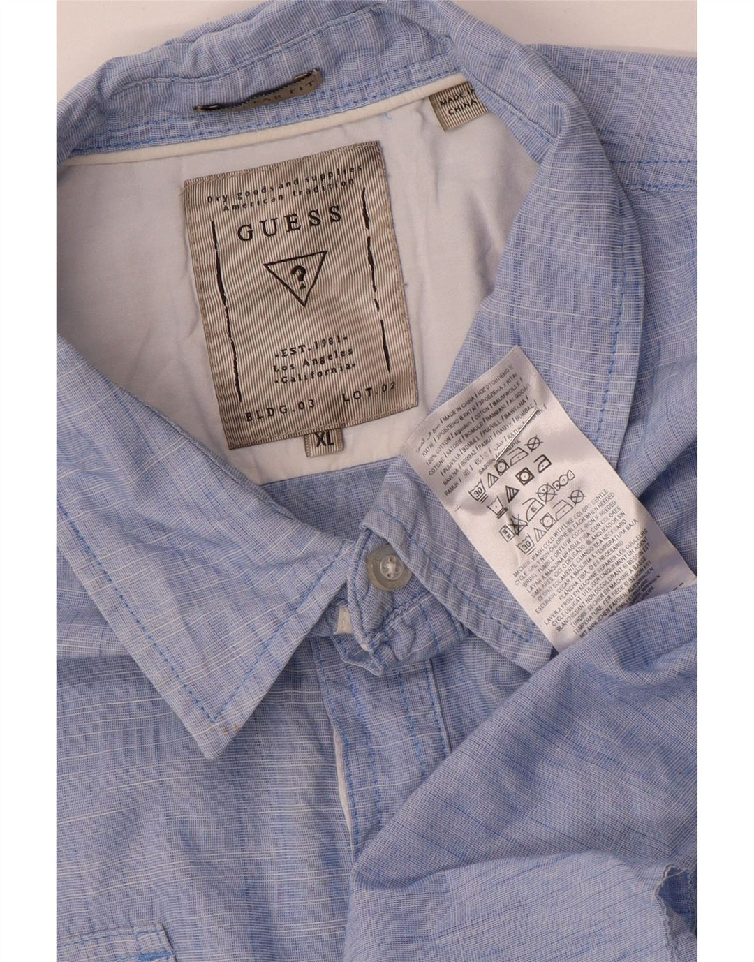 Мужская пуловерная рубашка Guess стандартного кроя XL, синяя, хлопок