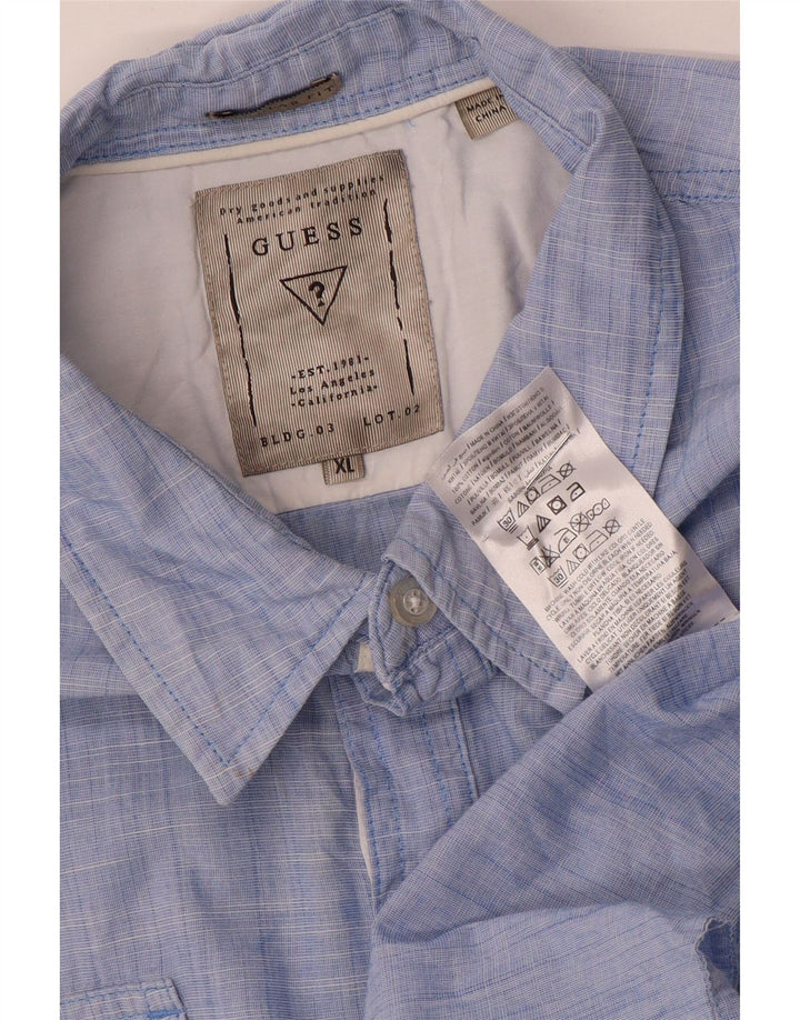 Мужская пуловерная рубашка Guess стандартного кроя XL, синяя, хлопок