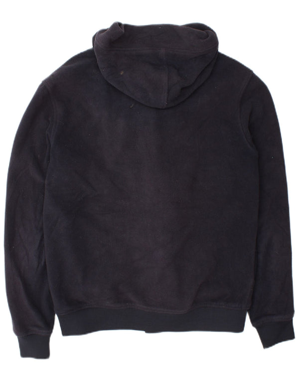 Zara Womens Hooded Duffle Fleece Jacket UK 14 Medium Navy Blue Polyester