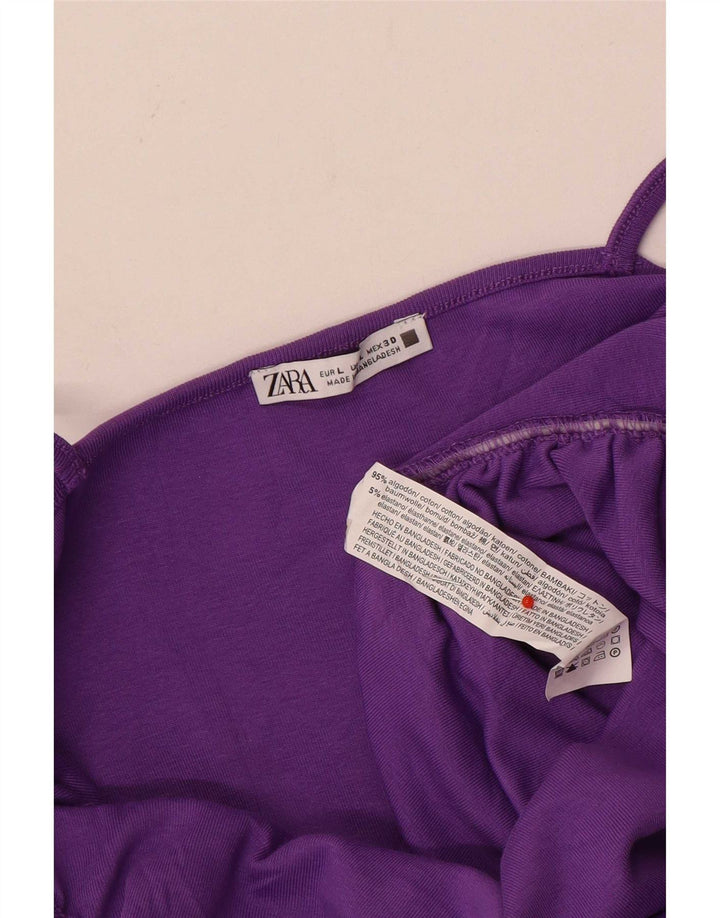 Женский топ на бретельках Zara UK 14, большой фиолетовый, хлопок