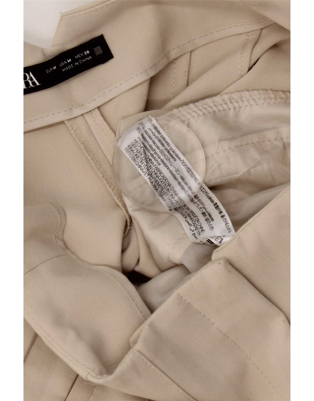 Женские зауженные костюмные брюки Zara среднего размера W28 L26 из белого полиэстера