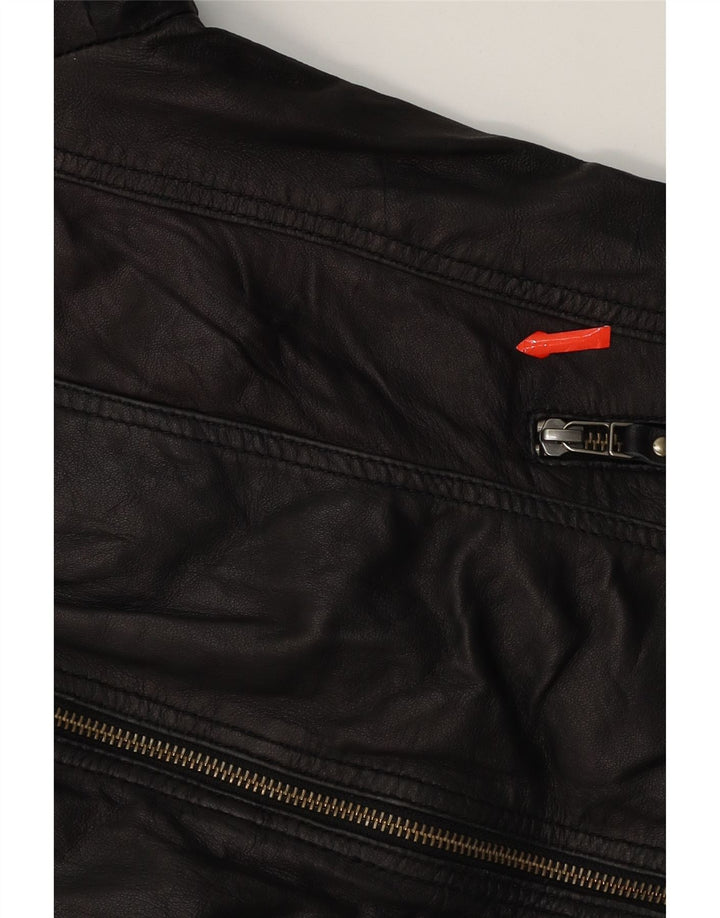 PRATO Womens Crop Leather Jacket EU 40 Medium Black Leather Vintage Prato and Second-Hand Prato from Messina Hembry 