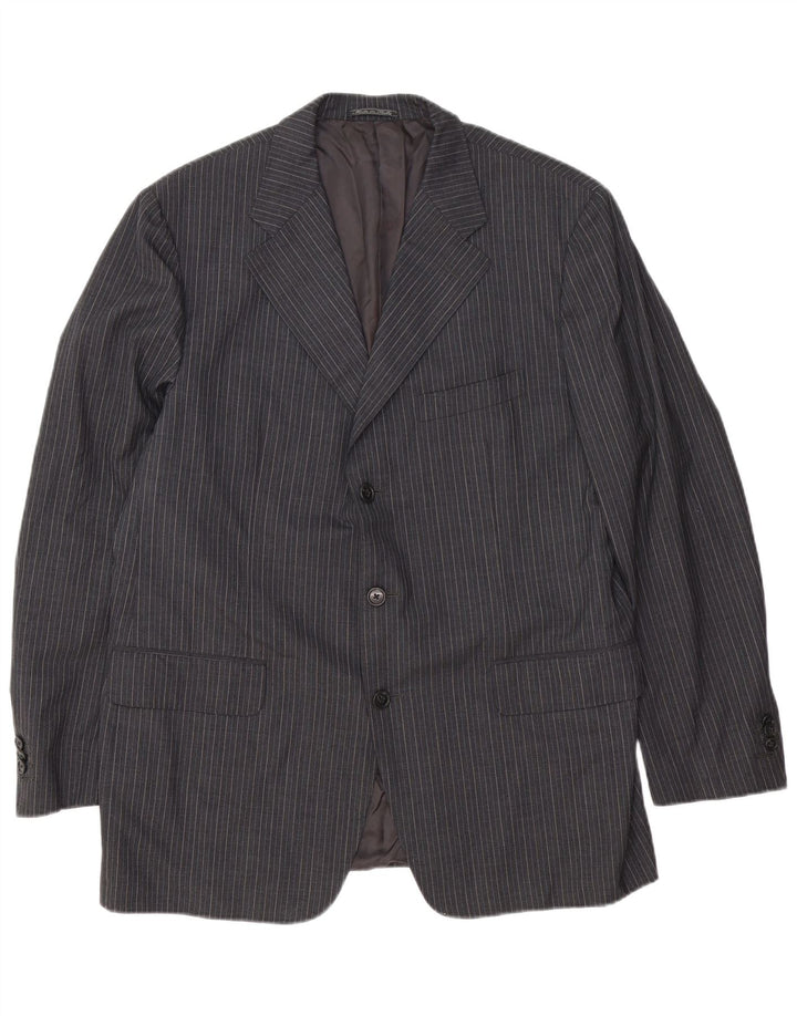 Corneliani Мужской пиджак на 3 пуговицах IT 54 2XL Серый в тонкую полоску из натуральной шерсти