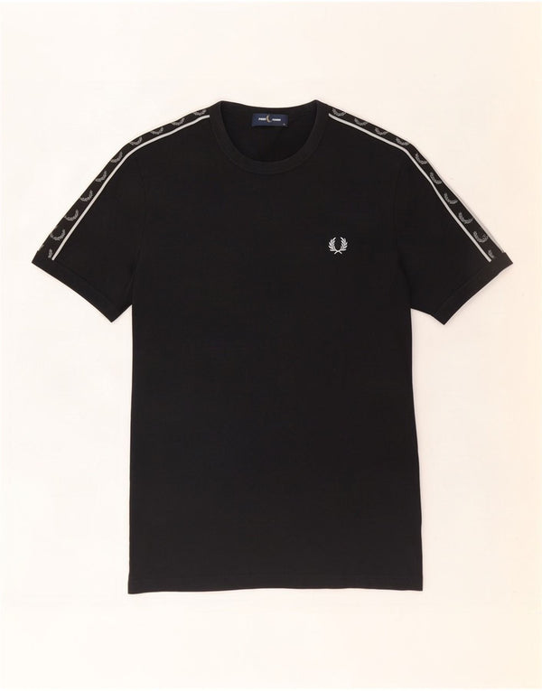 Мужская футболка с рисунком Fred Perry, средний черный хлопок