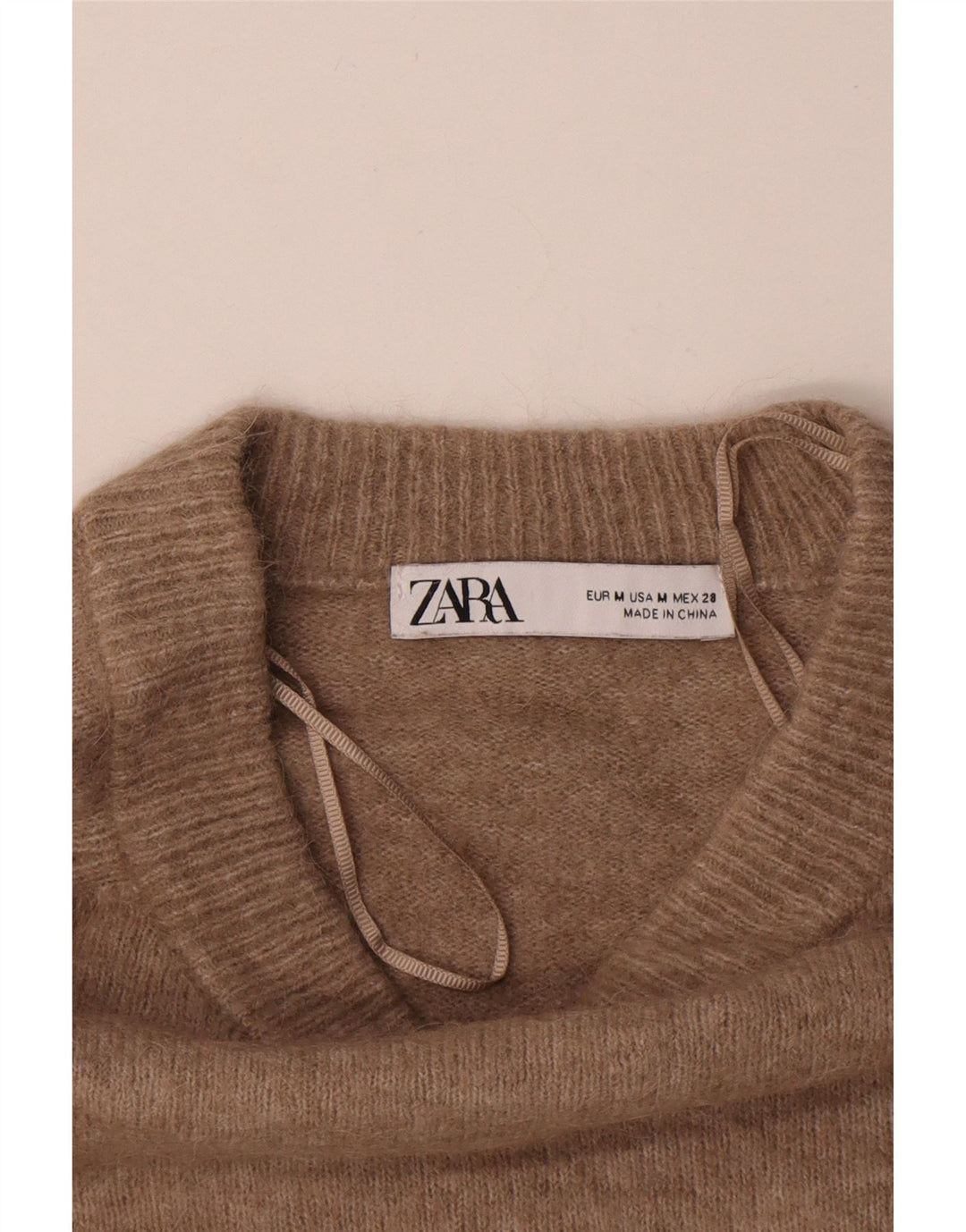 Женский свитер с вырезом «лодочка» Zara UK 14, средний бежевый, полиамид