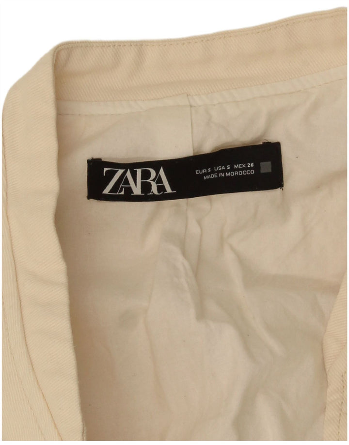 Женская укороченная куртка-бомбер Zara UK 10, маленькая, белого цвета