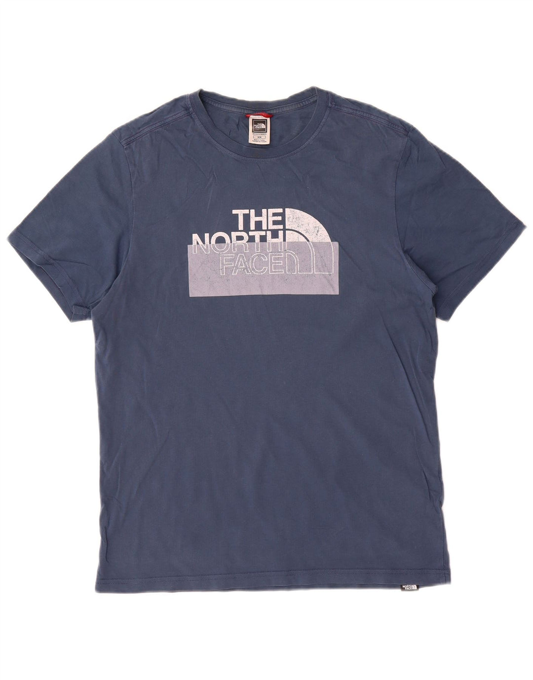 Мужская футболка с рисунком The North Face, хлопковый топ среднего синего цвета