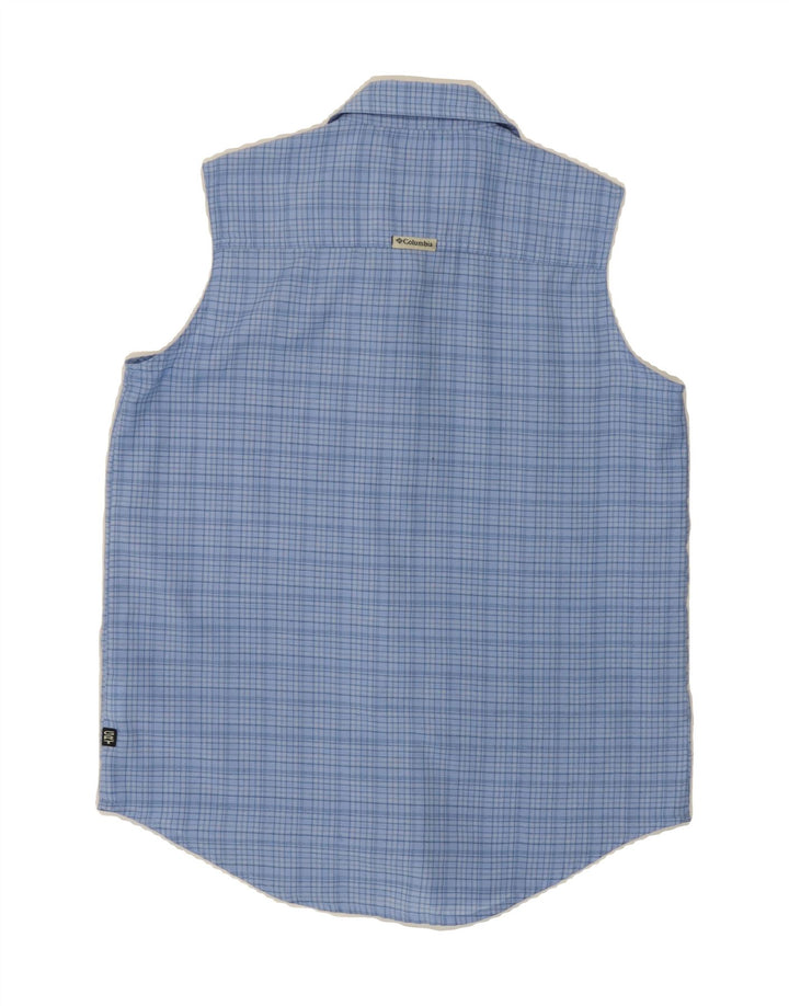 COLUMBIA Womens Sleeveless Shirt UK 10 Small Blue Check Polyester Vintage Columbia and Second-Hand Columbia from Messina Hembry 