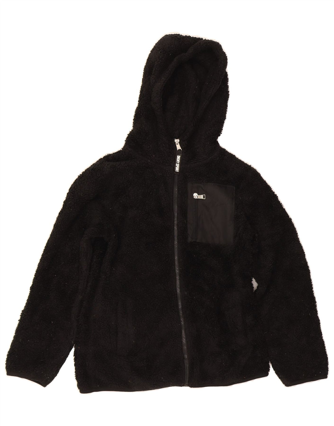 DKNY Boys Hooded Fleece Jacket 14-15 Years Large Black Polyester Vintage Dkny and Second-Hand Dkny from Messina Hembry 