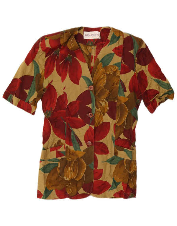 Винтажный женский пиджак с коротким рукавом UK 12, средний разноцветный тропический