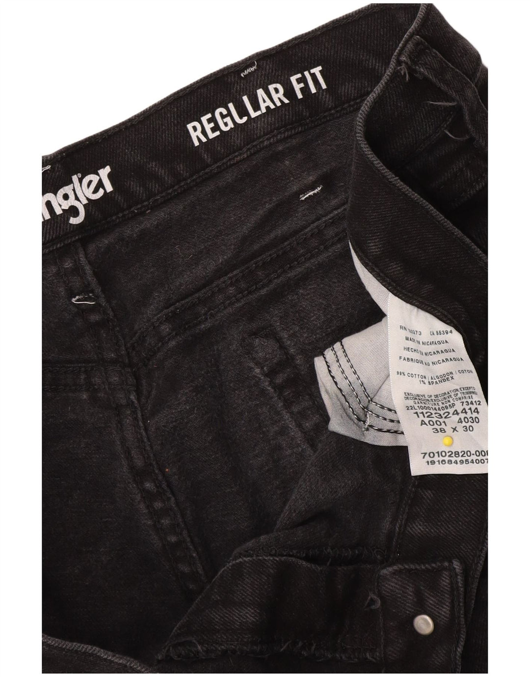 Мужские прямые джинсы Wrangler стандартного кроя W38 L30, черный хлопок