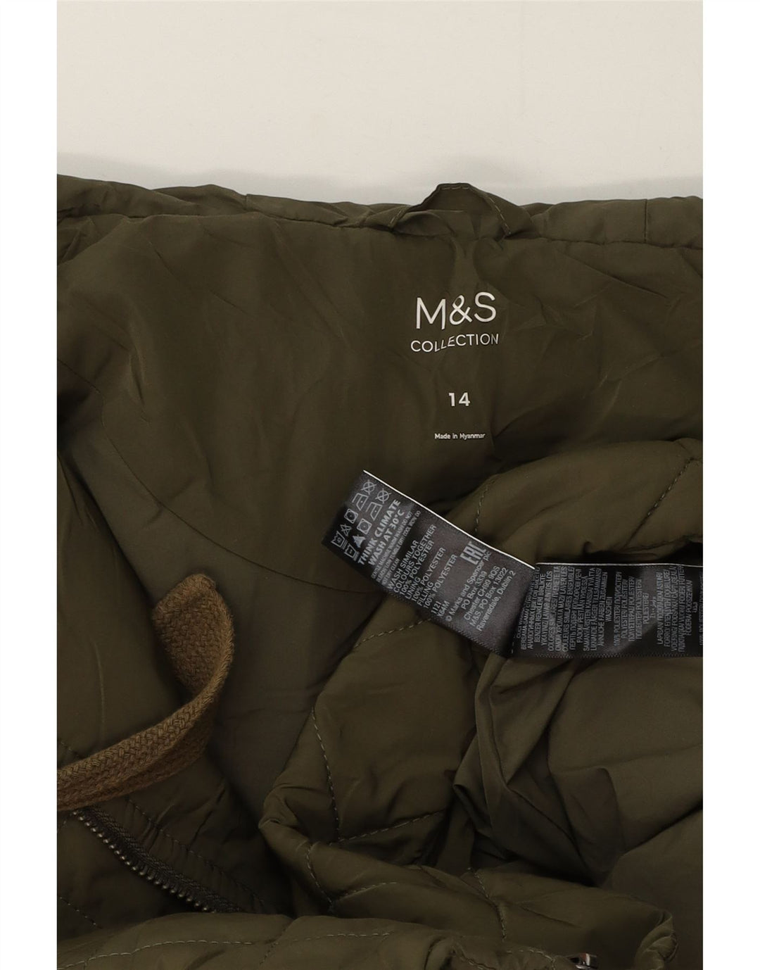 Женское стеганое пальто оверсайз с капюшоном Marks & Spencer UK 14, большое зеленое