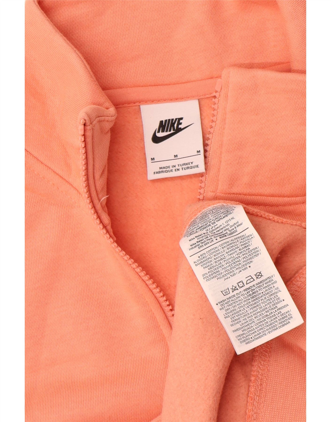 Мужской свитшот с воротником на молнии Nike, хлопковый джемпер среднего оранжевого цвета