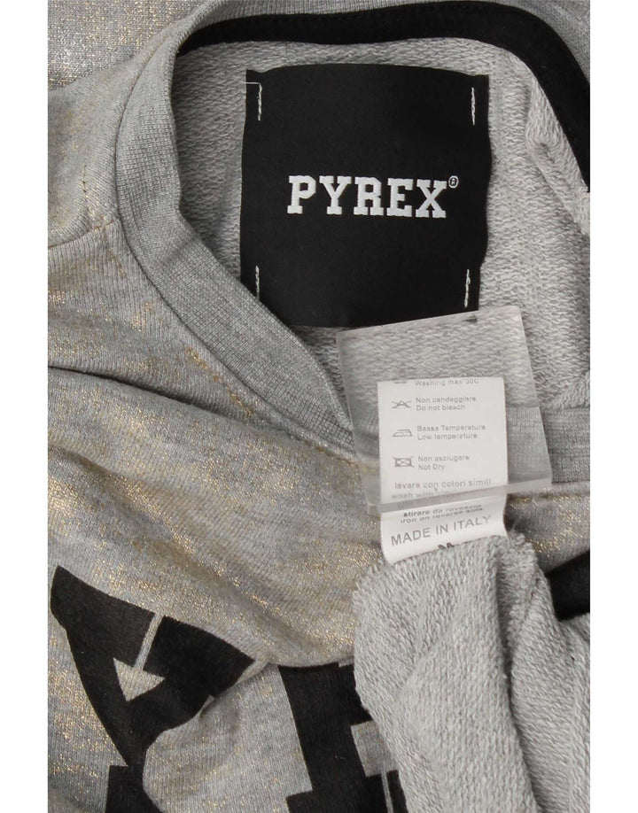 Женский укороченный свитшот с графическим рисунком Pyrex UK 14, средний серый цвет тай-дай