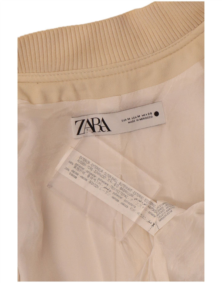 Женский укороченный бомбер Zara UK 14, средний бежевый, вискоза