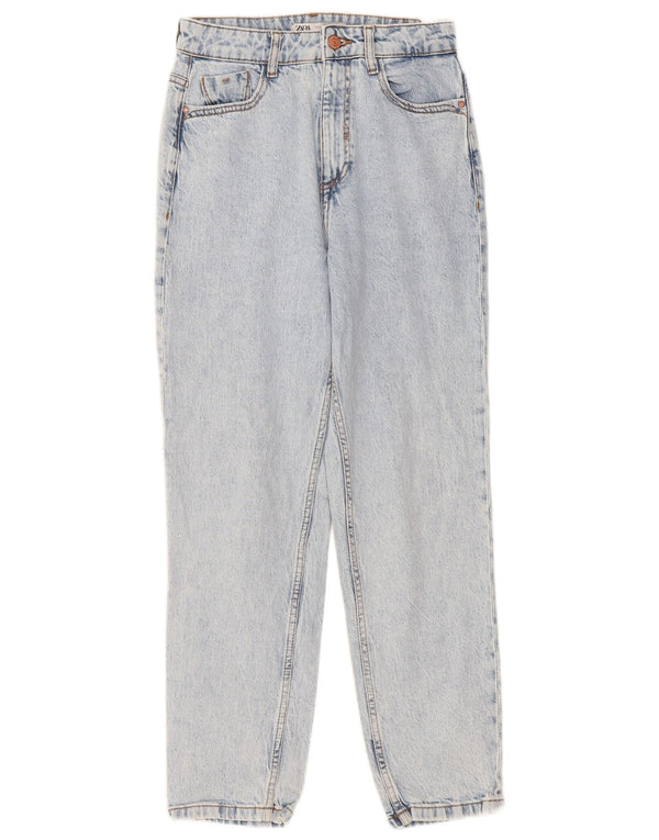 Женские джинсы Zara с высокой талией кислотной стирки, EU 36 XS W26 L28, синий хлопок