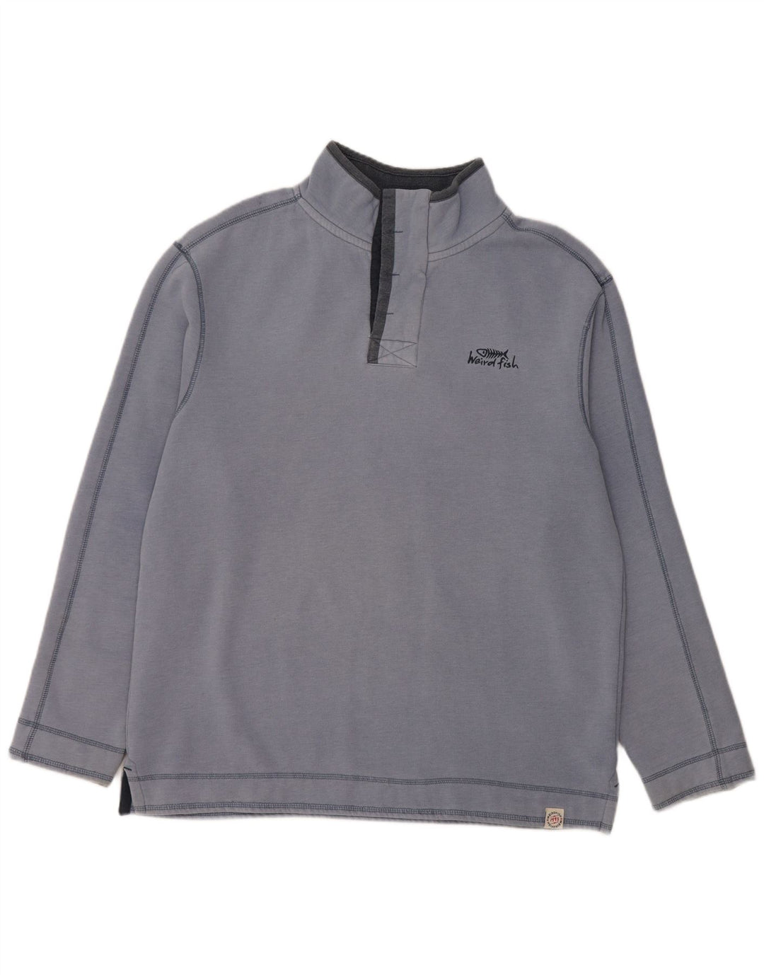 Мужской свитер WEIRD FISH с воротником на молнии, большой синий хлопковый джемпер