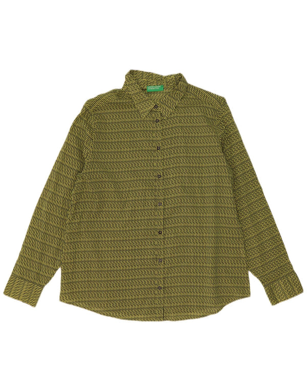 Женская рубашка Benetton UK 16, большая зеленая с геометрическим рисунком