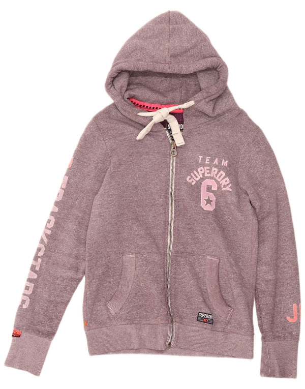 Женский свитер с капюшоном на молнии с графическим рисунком Superdry UK 12, средний фиолетовый в крапинку