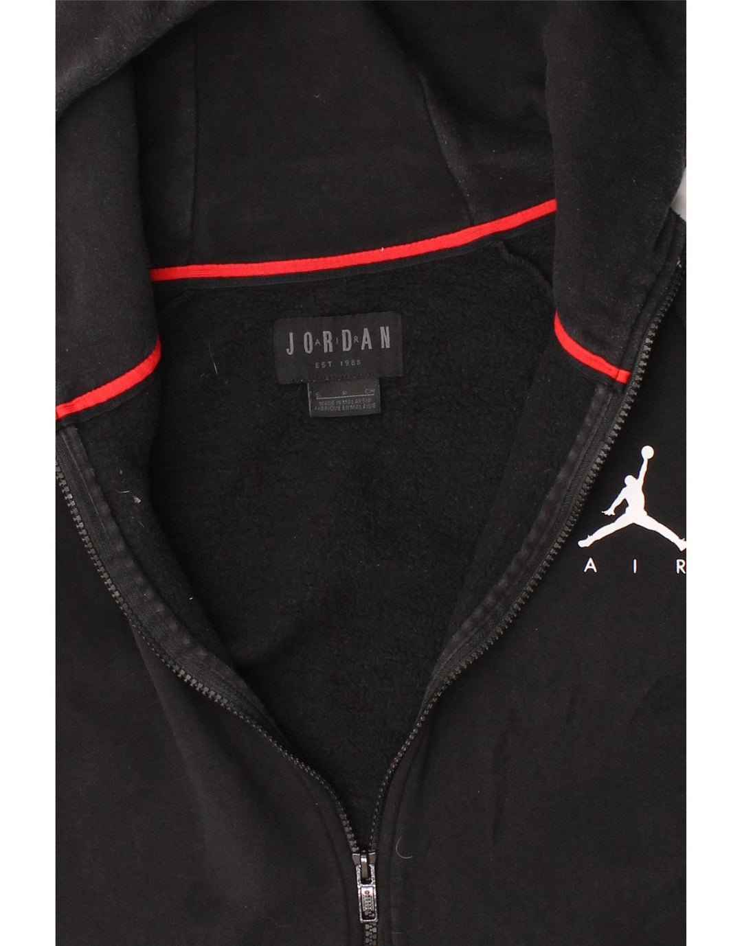 JORDAN Mens Zip Hoodie Sweater Small Black Cotton Vintage Jordan and Second-Hand Jordan from Messina Hembry 