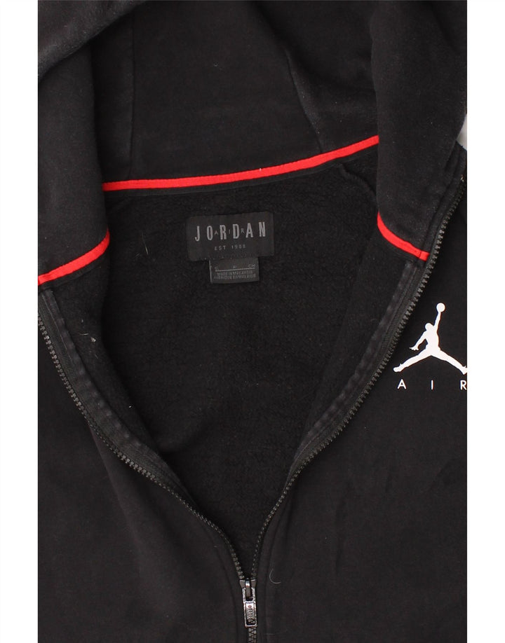JORDAN Mens Zip Hoodie Sweater Small Black Cotton Vintage Jordan and Second-Hand Jordan from Messina Hembry 