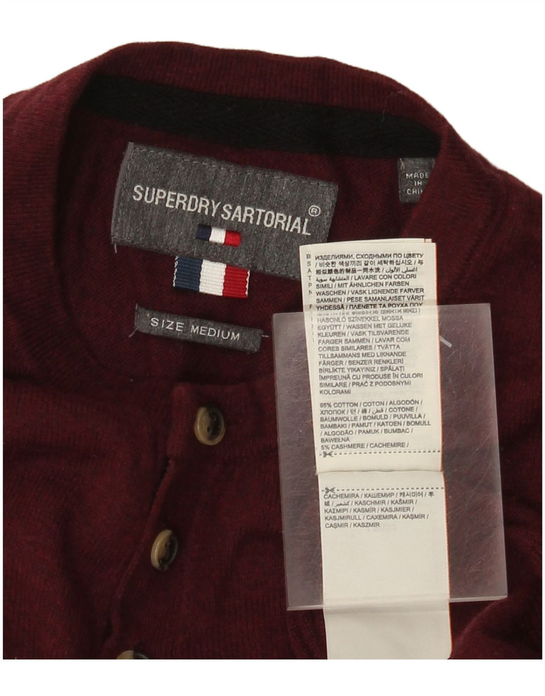 Мужской джемпер с круглым вырезом Superdry, средний бордовый хлопок, хлопок