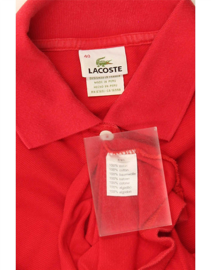 Женская укороченная рубашка-поло Lacoste, размер 40, красный хлопок, средний размер