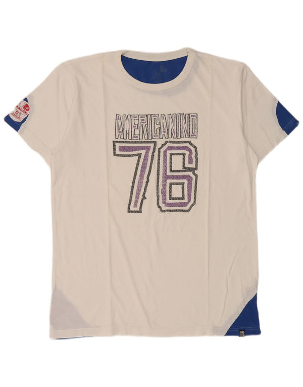 Мужская футболка с рисунком Americanino, топ 2XL, белый хлопок с цветными блоками