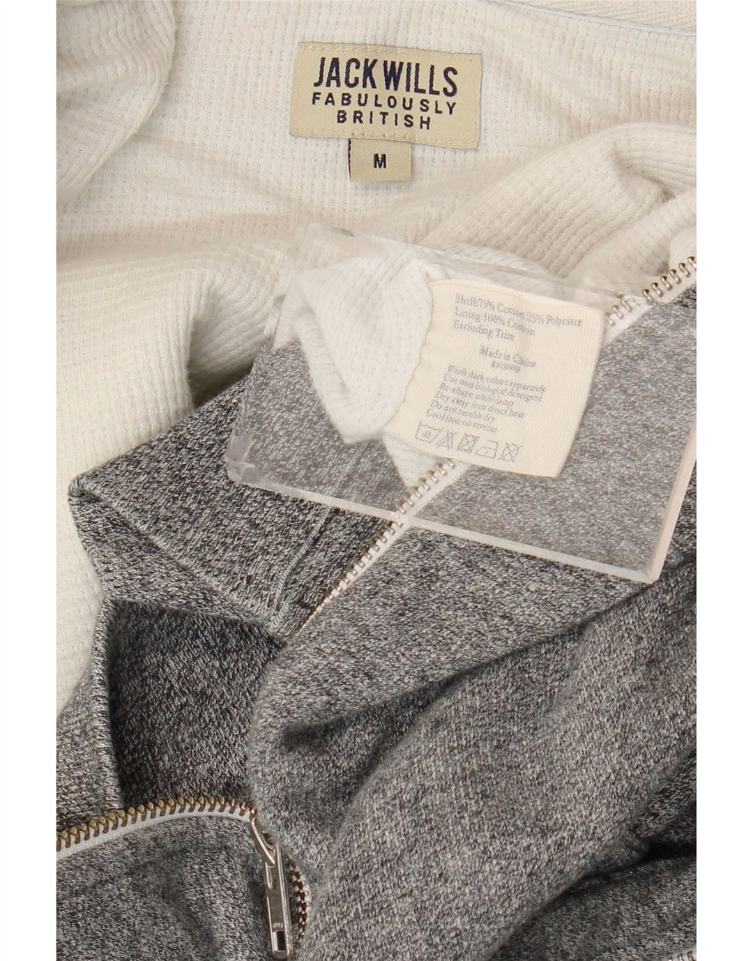 Мужской свитер с капюшоном на молнии Jack Wills, хлопок среднего серого цвета
