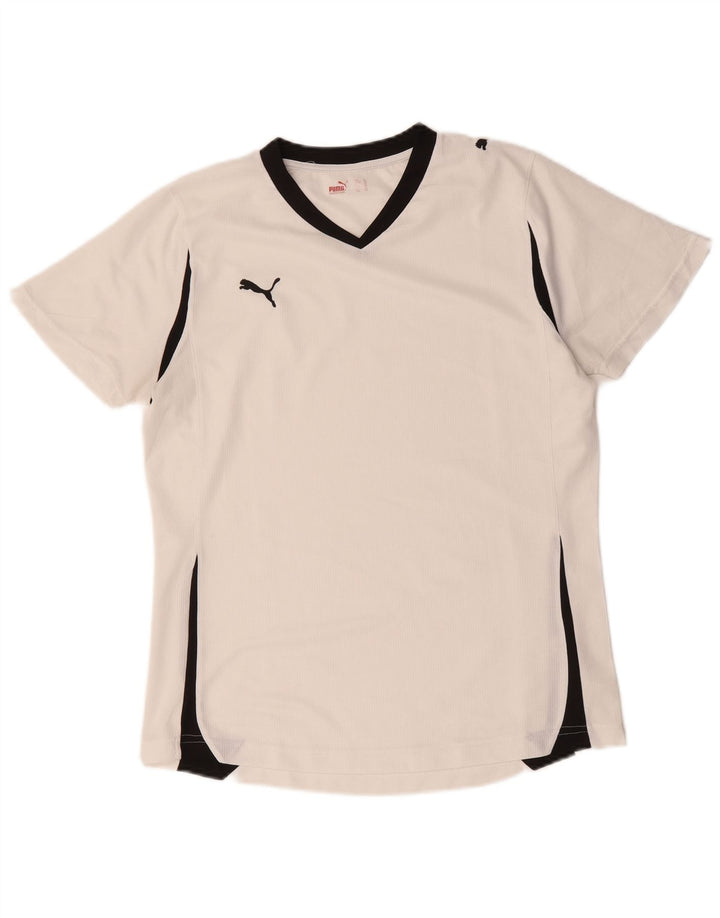 Женская футболка Puma Top UK 16, большой белый полиэстер с цветными блоками