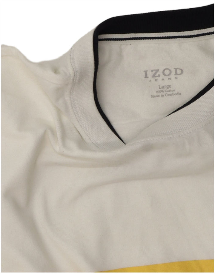 Мужская футболка Izod из хлопка в большую белую полоску
