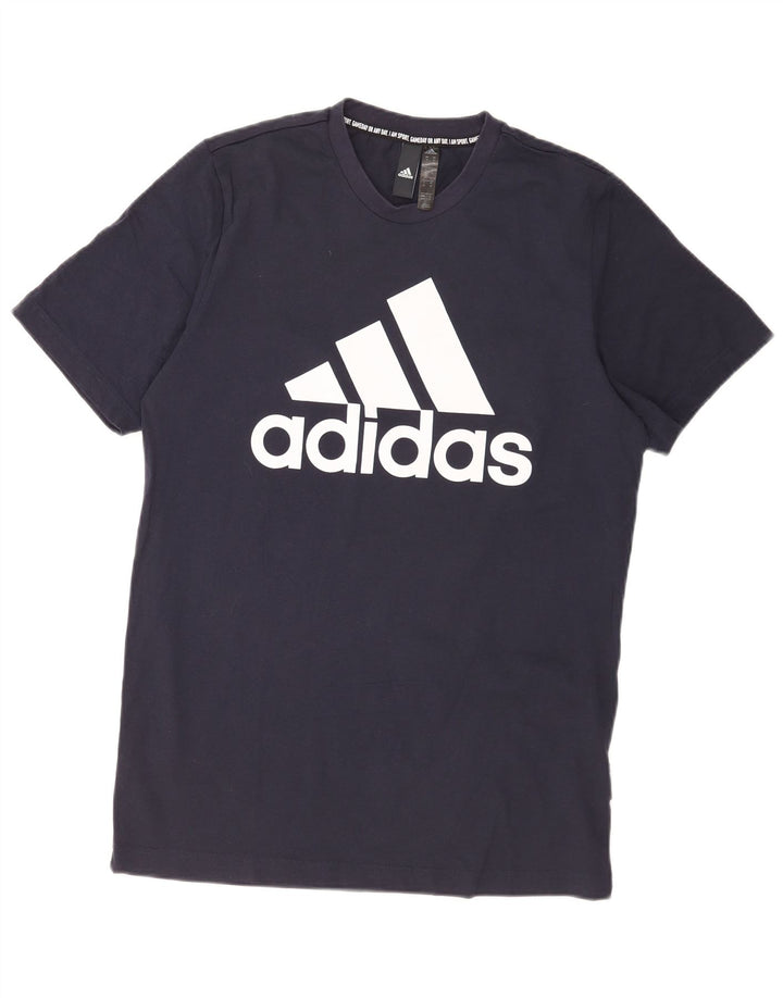 Adidas Мужская футболка с рисунком Топ среднего размера, темно-синий, хлопок